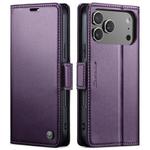 For iPhone 17 Pro Max CaseMe 023 Butterfly Buckle Litchi Texture RFID Anti-theft Leather Phone Case(Purple)