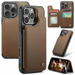 For iPhone 16 Pro Max CaseMe C22 Card Slots Holder RFID Anti-theft Phone Case(Brown)