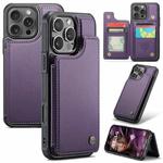 For iPhone 16 Pro Max CaseMe C22 Card Slots Holder RFID Anti-theft Phone Case(Purple)