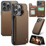 For iPhone 16 Pro CaseMe C22 Card Slots Holder RFID Anti-theft Phone Case(Brown)