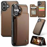 For iPhone 16 Plus CaseMe C22 Card Slots Holder RFID Anti-theft Phone Case(Brown)