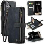 For iPhone 16 Plus CaseMe C30 Card Slots Zipper Wallet Leather Phone Case(Black)