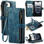 For iPhone 16e CaseMe C30 Card Slots Zipper Wallet Leather Phone Case(Blue)