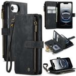 For iPhone 16e CaseMe C30 Card Slots Zipper Wallet Leather Phone Case(Black)