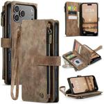 For iPhone 17 Pro Max CaseMe C30 Card Slots Zipper Wallet Leather Phone Case(Brown)