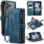 For iPhone 17 Pro Max CaseMe C30 Card Slots Zipper Wallet Leather Phone Case(Blue)