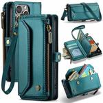 For iPhone 16 Pro CaseMe C36 Card Slots Zipper Wallet RFID Anti-theft Leather Phone Case(Blue)