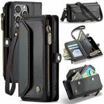 For iPhone 16 Pro CaseMe C36 Card Slots Zipper Wallet RFID Anti-theft Leather Phone Case(Black)