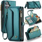 For iPhone 16 Plus CaseMe C36 Card Slots Zipper Wallet RFID Anti-theft Leather Phone Case(Blue)