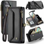 For iPhone 16 Plus CaseMe C36 Card Slots Zipper Wallet RFID Anti-theft Leather Phone Case(Black)