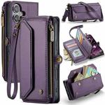 For iPhone 16 Plus CaseMe C36 Card Slots Zipper Wallet RFID Anti-theft Leather Phone Case(Purple)