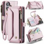 For iPhone 16 CaseMe C36 Card Slots Zipper Wallet RFID Anti-theft Leather Phone Case(Pink)