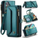 For iPhone 16 CaseMe C36 Card Slots Zipper Wallet RFID Anti-theft Leather Phone Case(Blue)