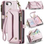 For iPhone 16e CaseMe C36 Card Slots Zipper Wallet RFID Anti-theft Leather Phone Case(Pink)