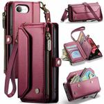 For iPhone 16e CaseMe C36 Card Slots Zipper Wallet RFID Anti-theft Leather Phone Case(Red)