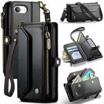 For iPhone 16e CaseMe C36 Card Slots Zipper Wallet RFID Anti-theft Leather Phone Case(Black)
