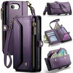 For iPhone 16e CaseMe C36 Card Slots Zipper Wallet RFID Anti-theft Leather Phone Case(Purple)