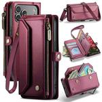 For iPhone 17 Pro CaseMe C36 Card Slots Zipper Wallet RFID Anti-theft Leather Phone Case(Red)