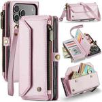 For iPhone 17 Pro Max CaseMe C36 Card Slots Zipper Wallet RFID Anti-theft Leather Phone Case(Pink)