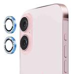 For iPhone 16 / 16 Plus ENKAY AR Anti-reflection Individual Diamond Ring Camera Lens Glass Full Film(Sky Blue)