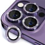 For iPhone 16 Pro / 16 Pro Max ENKAY AR Anti-reflection Individual Diamond Ring Camera Lens Glass Full Film(Deep Purple)