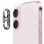 For iPhone 16 / 16 Plus ENKAY Hat-Prince Blink Diamond Camera Lens Aluminium Alloy Tempered Glass Film(Black)