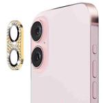 For iPhone 16 / 16 Plus ENKAY Hat-Prince Blink Diamond Camera Lens Aluminium Alloy Tempered Glass Film(Golden)