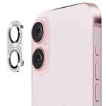 For iPhone 16 / 16 Plus ENKAY Hat-Prince Blink Diamond Camera Lens Aluminium Alloy Tempered Glass Film(Silver)