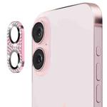 For iPhone 16 / 16 Plus ENKAY Hat-Prince Blink Diamond Camera Lens Aluminium Alloy Tempered Glass Film(Pink)