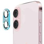 For iPhone 16 / 16 Plus ENKAY Hat-Prince Blink Diamond Camera Lens Aluminium Alloy Tempered Glass Film(Sky Blue)