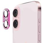 For iPhone 16 / 16 Plus ENKAY Hat-Prince Blink Diamond Camera Lens Aluminium Alloy Tempered Glass Film(Rose Red)