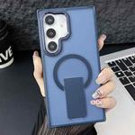 For Samsung Galaxy S24+ 5G Acrylic Hybrid TPU MagSafe Holder Phone Case(Dark Blue)