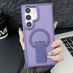 For Samsung Galaxy S23 5G Acrylic Hybrid TPU MagSafe Holder Phone Case(Dark Night Purple)