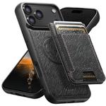 For iPhone 17 Pro Max Suteni H17 Cross Grain Leather MagSafe Detachable Wallet Phone Case(Black)