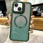 For iPhone 14 Plus CD-grain Gradient Glitter Magsafe Acrylic Hybrid TPU Phone Case(Green)