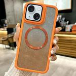 For iPhone 15 CD-grain Gradient Glitter Magsafe Acrylic Hybrid TPU Phone Case(Orange)