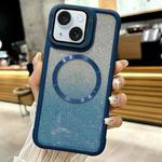 For iPhone 15 CD-grain Gradient Glitter Magsafe Acrylic Hybrid TPU Phone Case(Blue)