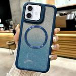 For iPhone 16 Plus CD-grain Gradient Glitter Magsafe Acrylic Hybrid TPU Phone Case(Blue)