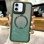 For iPhone 16 CD-grain Gradient Glitter Magsafe Acrylic Hybrid TPU Phone Case(Green)