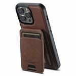 For iPhone 14 Pro Max Suteni H18 Cross Grain MagSafe Wallet Leather Phone Case(Brown)