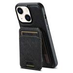 For iPhone 14 Plus Suteni H18 Cross Grain MagSafe Wallet Leather Phone Case(Black)