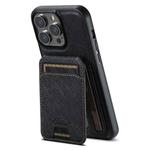 For iPhone 13 Pro Max Suteni H18 Cross Grain MagSafe Wallet Leather Phone Case(Black)