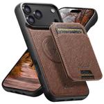 For iPhone 17 Pro Max Suteni H18 Cross Grain MagSafe Wallet Leather Phone Case(Brown)