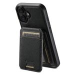 For iPhone 17 Suteni H18 Cross Grain MagSafe Wallet Leather Phone Case(Black)