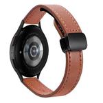 For Samsung Galaxy Watch 5 Pro 45mm Slim Magnetic Buckle 20mm Microfiber Leather Watch Band(Mocha Brown)