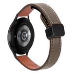 For Samsung Galaxy Watch 5 Pro 45mm Slim Magnetic Buckle 20mm Microfiber Leather Watch Band(Caramel Macchiato)