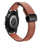 For Samsung Galaxy Watch3 41mm Slim Magnetic Buckle 20mm Microfiber Leather Watch Band(Mocha Brown)