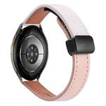 For Samsung Galaxy Watch 7 40 / 44mm Slim Magnetic Buckle 20mm Microfiber Leather Watch Band(Pink+Apricot)