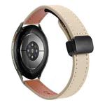 For Samsung Galaxy Watch 7 40 / 44mm Slim Magnetic Buckle 20mm Microfiber Leather Watch Band(Cream Apricot)