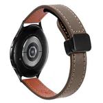 For Samsung Galaxy Watch 6 Classic 43 / 47mm Slim Magnetic Buckle 20mm Microfiber Leather Watch Band(Caramel Macchiato)